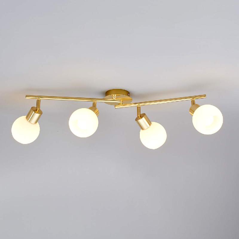 LINDBY PLAFONNIER ELAINA, 70CM, 4 LAMPES, LAITON, VERRE, E14