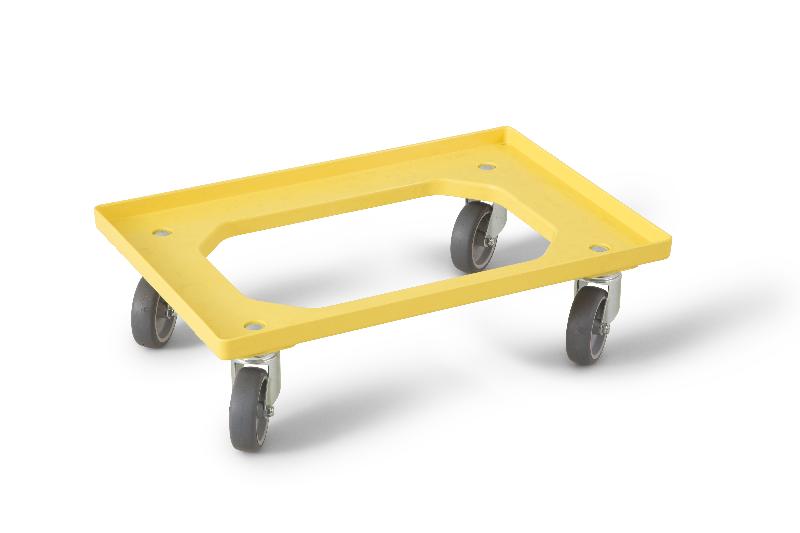 Plateau roulant jaune pour bac Euronorm 600x400 mm - 4 roues pivotantes - Rolléco_0