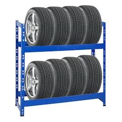 PROREGAL Étagère à pneus TIGER, HxLxP 100x110x35cm, Charge max. 150kg, Jusqu'à 8 pneus, 2 niveaux, Bleu, Porte-Pneu, rack à pneus - bleu acier RT24-01_0