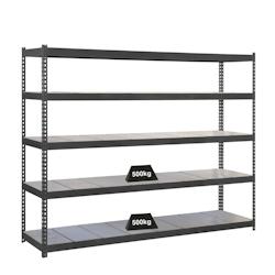 PROREGAL Étagère pour charges lourdes METAL BEAST FIVE | HxLxP 200x210x60cm | Charge du compartiment 500kg | anthracite - noir métal PR_RS18-54_0