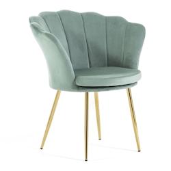 RATTATAN Fauteuil en velours d’intérieur en forme de coquillage,au design raffiné et élégant,pieds en métal,idéal pour chambre ou salon–Shel_0