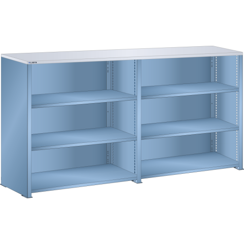 RAYONNAGE UNIVERSEL DOUBLE LISTA H 147,4 X L 204,7 X P 44,5 - RÉSINE SYNTHÉTIQUE BLEU CLAIR RAL 5012