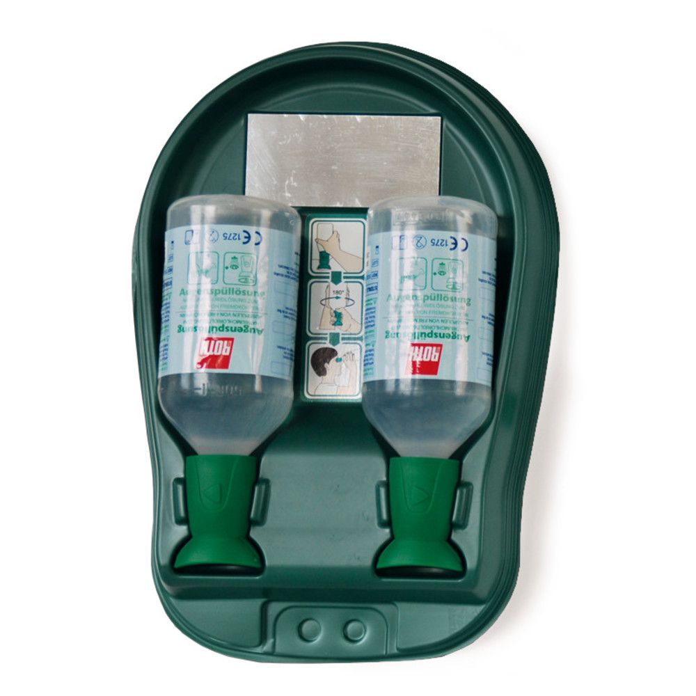 Rince-œil - Carlroth - Station murale anti-poussière avec 2 flacons NaCl stérile 500 ml - Réf. Nh44.1_0