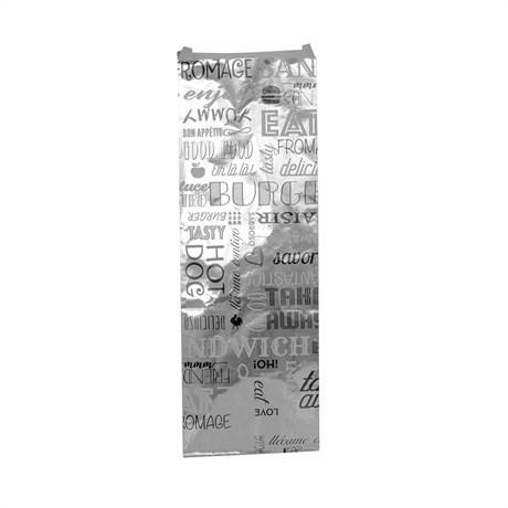 SAC ALUMINIUM + PAPIER POUR SANDWICHES PAROLE 12+4X35 CM ARGENTÉ (VENDU PAR 500)