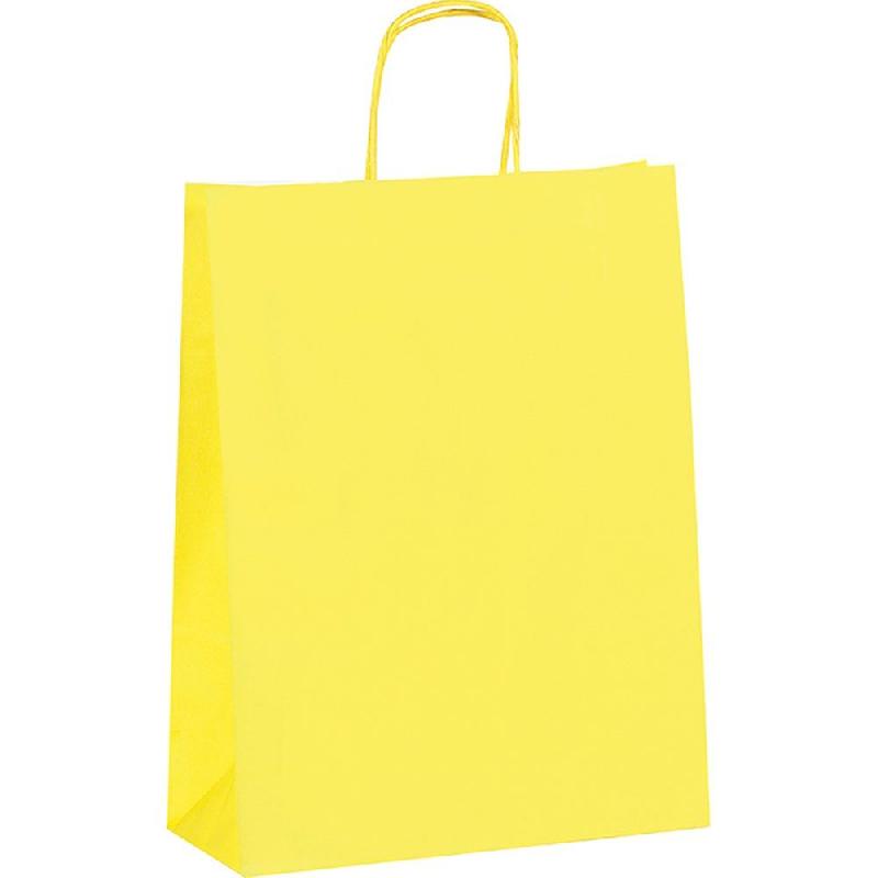 Sac kraft jaune poignées torsadées 35x14x40cm - par 100_0