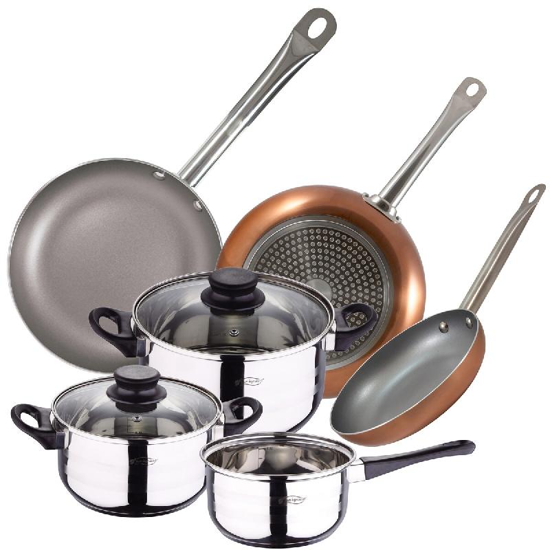 San Ignacio - Batterie de cuisine 16/18/20cm acier inoxydable avec ensemble de poêles Optimum Plus 18/22/26cm aluminium embouti compatibles induction_0