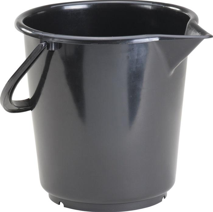 Seau 10,5 L en HD-polyéthylène noir - Anse plastique - D. 286 mm - Hauteur 283 mm - Résistant aux acides et alcalins_0