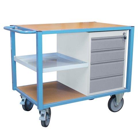 SERVANTE ÉTABLI ÉQUIPÉE DEMI PLATEAU TÔLE + 4 TIROIRS 500 KG ROUE TPE
