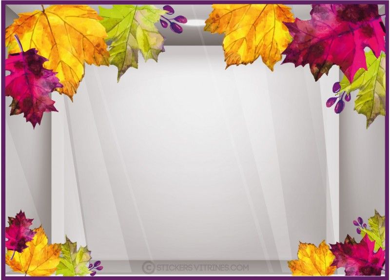 Sv719 - Adhésif pour vitrine - stickers vitrines - dimensions 93 x 130 cm - design automnal avec feuilles d'érables géantes_0