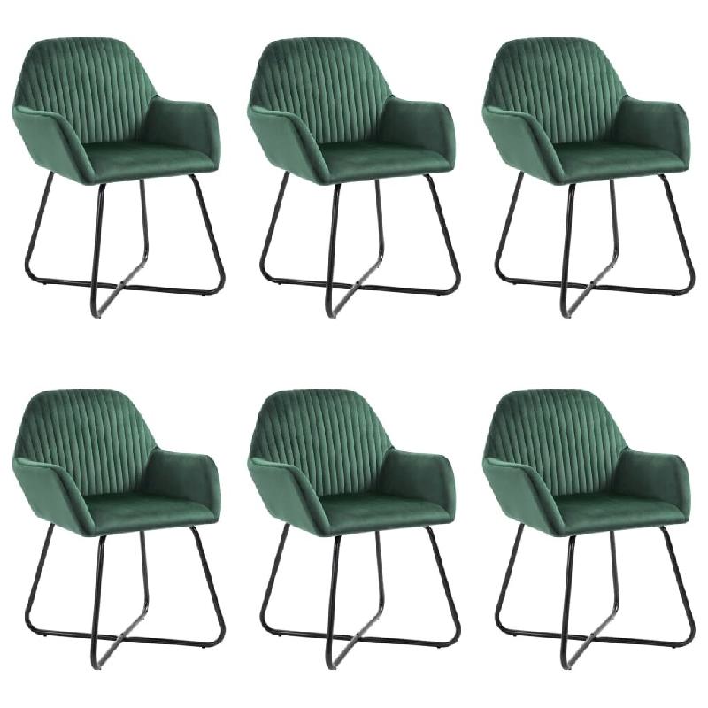 VidaXL Chaises à manger lot de 6 vert velours Modèle Nélia - 277008_0