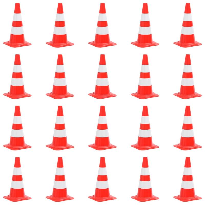 Vidaxl cônes de signalisation réfléchissants 20pcs rouge et blanc 50cm 150947_0