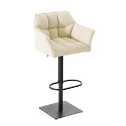 CLP Tabouret de bar Damaso revêtement similicuir Crème/Noir - beige polyester 101674904_0