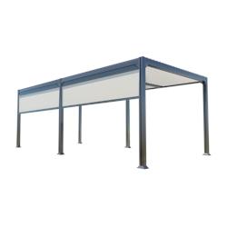 COULEURS DU MONDE Pergola bioclimatique Memphis 3x6m aluminium avec lames orientables et 2 panneaux frontaux inclus - gris aluminium 3700263329418_0