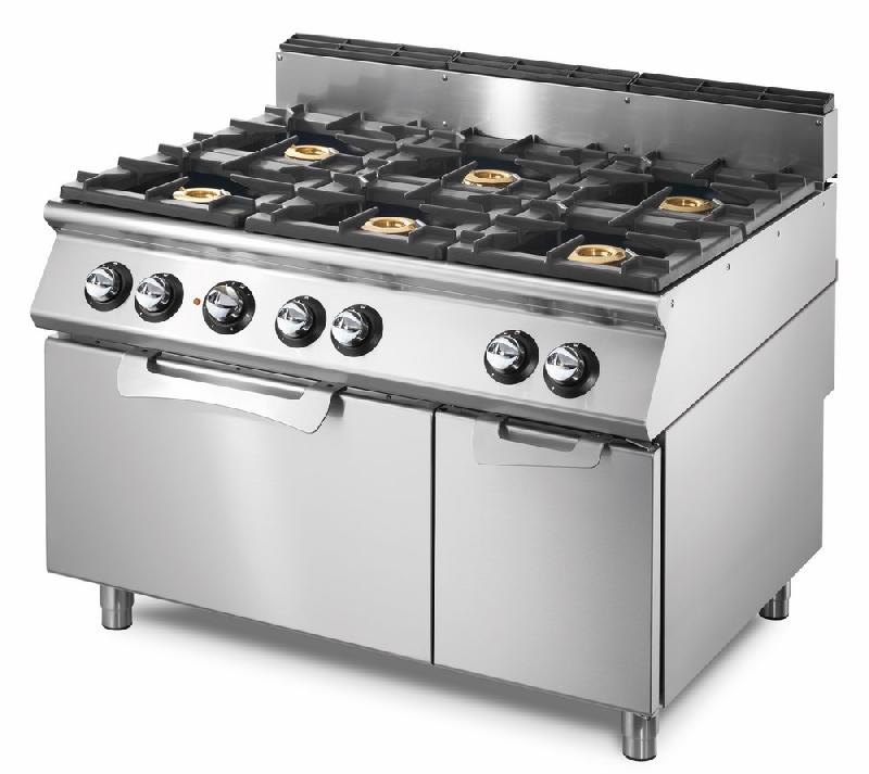 Cuisinière à gaz sur four électrique statique GN 2/1 avec armoire fermée, 6 brûleurs - VS70120CFGE_0