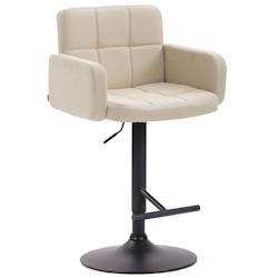 Décoshop26 - Tabouret de bar avec accoudoirs et dossier confortable en tissu crème pieds noir mat TDB10473 - noir 3000451769607_0
