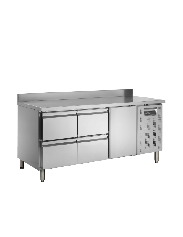 Desserte réfrigérée positive - 4 tiroirs, 1 porte, inox AISI304, 402 litres - Température +2°C à +10°C - TEFCOLD_0