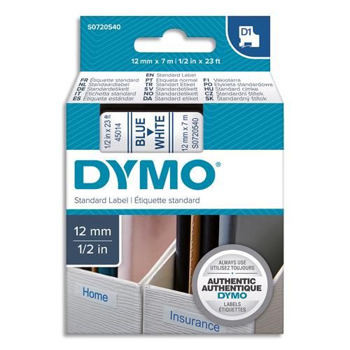 Dymo ruban d1 bleu/blanc 12mmx7m pour 1000/1000+/2000/3500/4500/5000/5515_0