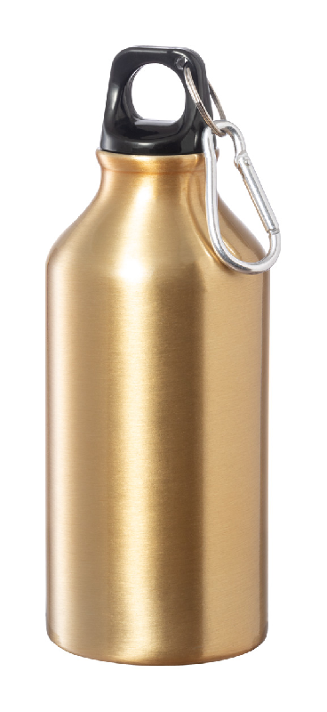Gourde sport en aluminium - 400 ml avec mousqueton - Couleur doré_0