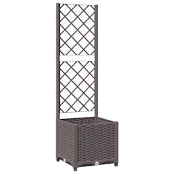 Helloshop26 - Jardinière bac lit surélevé plantes fleurs terrasse jardin avec treillis 40 x 40 x 136 cm PP marron 02_0038288 - 3000214189925_0