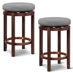 Helloshop26 - Lot de 2 tabourets de bar rond pivotant 360° 42 x 66 cm assise rembourrée charge 180 kg, design classique gris 20_0005859 - 3000200731_0