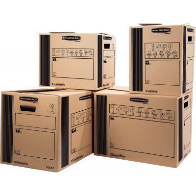 Paquet de 10 caisses de transport en carton ondulé double épaisseur - charge moyenne 50x35x37 - 25kg - poignées renforcées_0