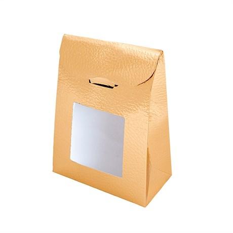 PETIT SAC AVEC FENÊTRE 11.5+5.5X18 CM CARTON OR (VENDU PAR 200)