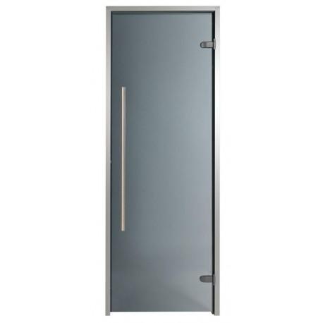 Porte pour hammam premium 100 x 190 cm - Passage handicapé - Poignée verticale - Verre teinté gris_0