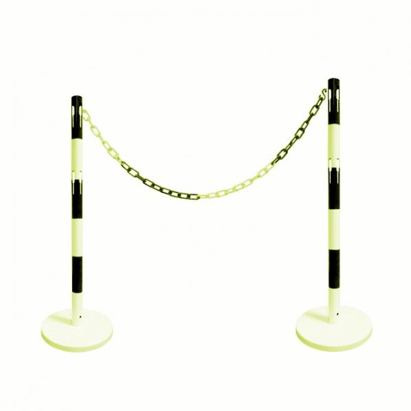 Poteaux de sécurité avec chaîne noir/jaune - 3 versions disponibles - Marque Rolléco_0