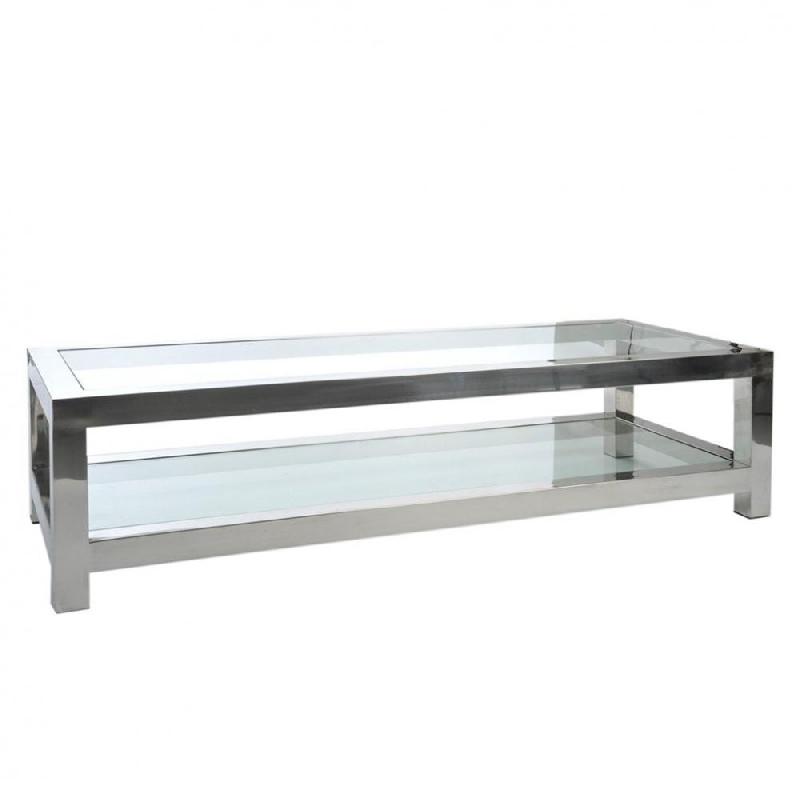 TABLE BASSE TARATRA EN VERRE ET ACIER INOXYDABLE_0