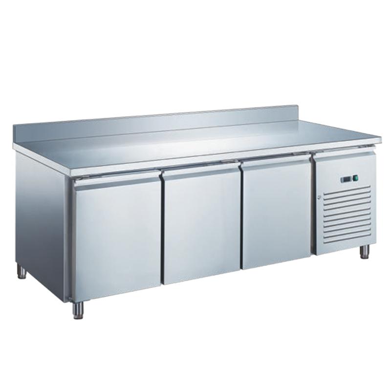Table réfrigérée inox positive avec dosseret avec évaporateur ventilé 3 portes 417 litres - GN3201X_0
