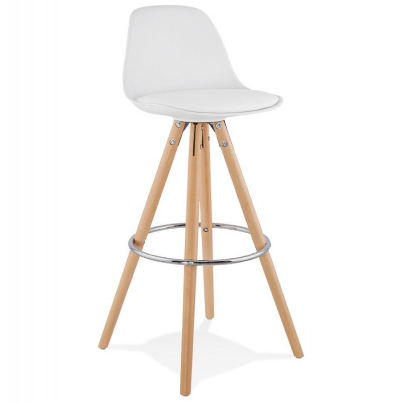 Tabouret de bar Bjarki 95 cm Blanc - Similicuir, Polypropylène & Hêtre - Paris Prix_0