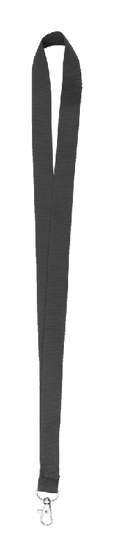 Tour de cou en polyester - avec mousqueton en métal - couleur noire - 10g_0