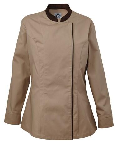 VESTE DE CUISINE FEMME SABLE ET BRUN MANCHES LONGUES T.XL