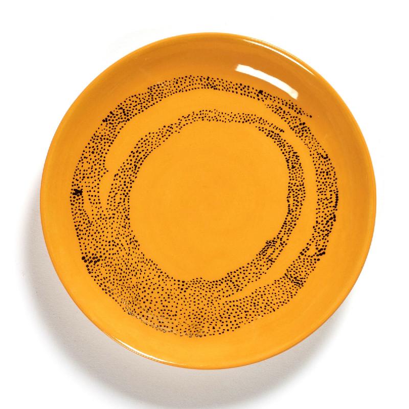 ASSIETTE PLATE ROND SUNNY YELLOW - POINTS NOIRS GRÈS Ø 16 CM FEAST BY OTTOLENGHI SERAX