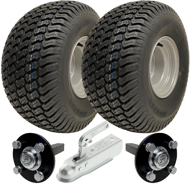 20x10.00-8 ATV Trailer Kit Wanda P332 Grass Wheels Hub  Stub Axles, Hitch 750kg_0