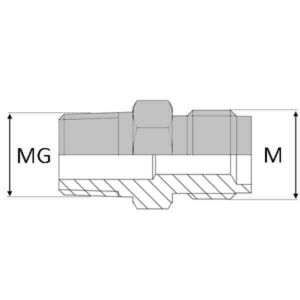 Adaptateur droit mâle agricole 18 x 1,5 X mâle gaz conique - 18X150 , 3/8' , 16.66_0