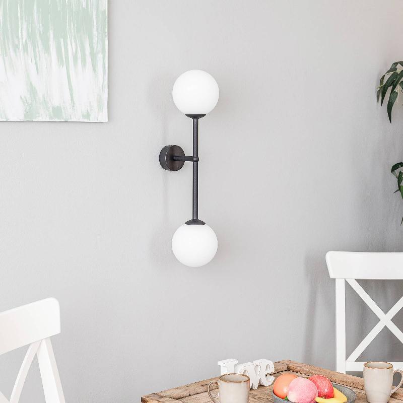 ALDEX APPLIQUE ALISON, À 2 LAMPES, NOIRE/BLANCHE, 60CM