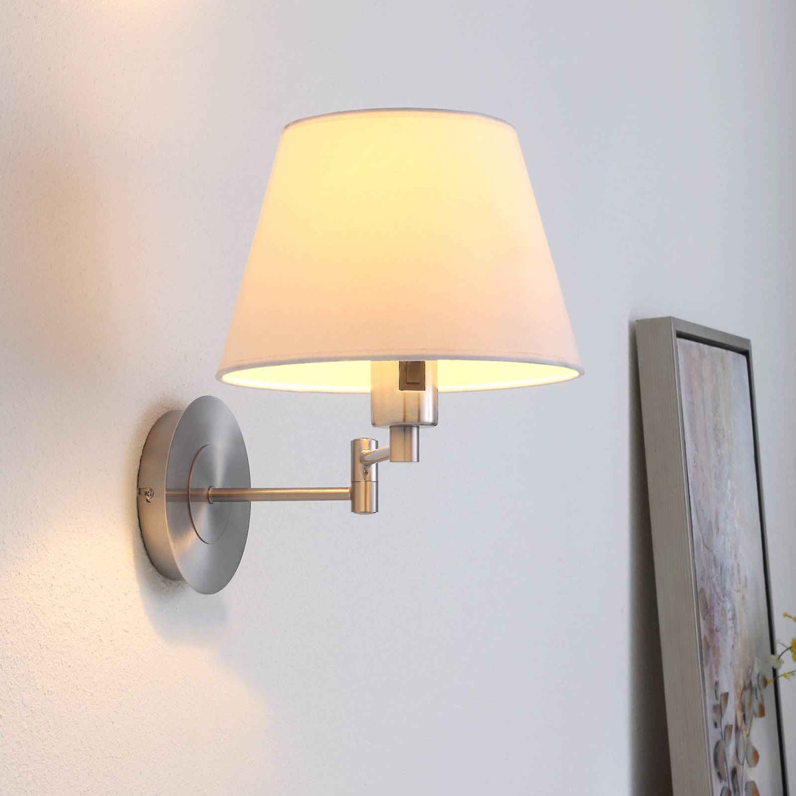 APPLIQUE MURALE LINDBY POLA, 30 CM, NICKEL, EXTENSIBLE, TEXTILE