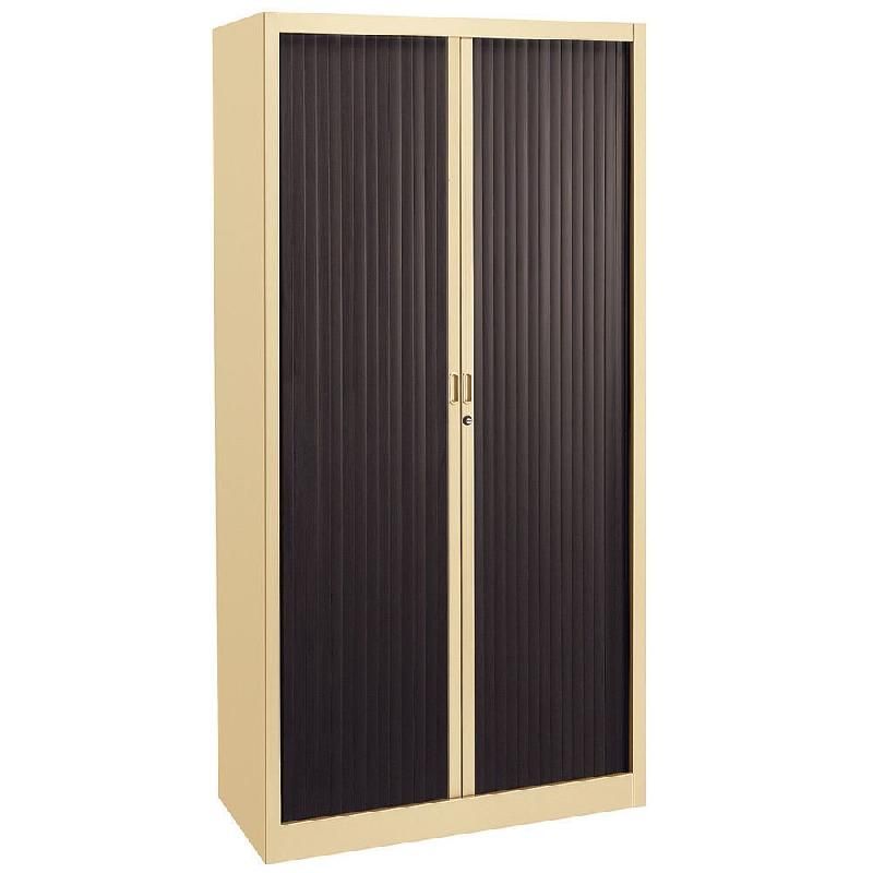 ARMOIRE MÉTAL CLASSTOUT CLASSIQUE - A RIDEAUX - L. 90 X  H. 198 CM - CORPS BEIGE  - RIDEAUX ANTHRACITE