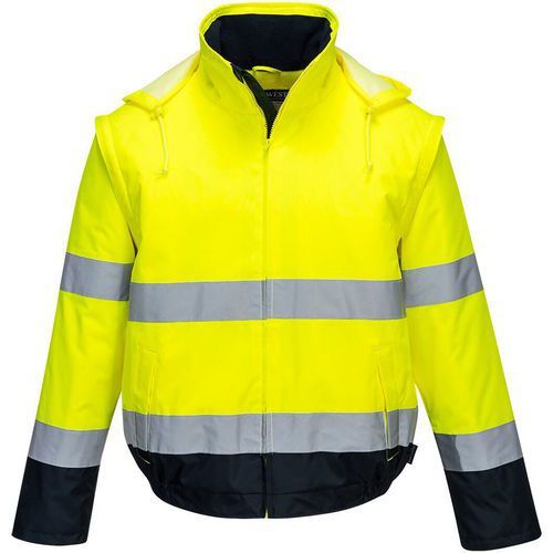 BLOUSON HAUTE-VISIBILITÉ 2-EN-1 DOUBLÉ C464 BLEU/JAUNE S - PORTWEST