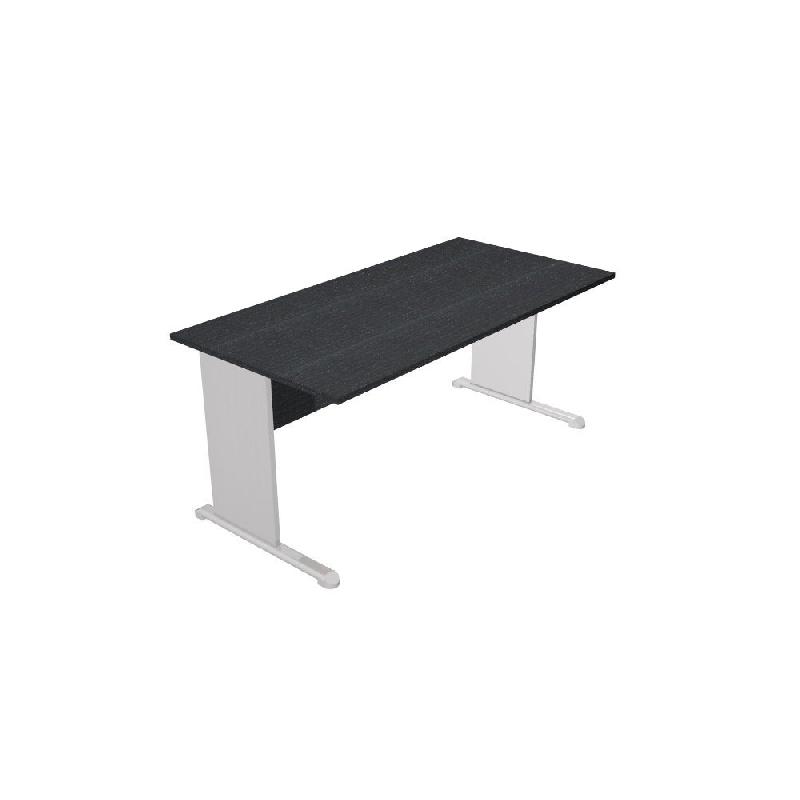 BUREAU DROIT PRONTO BOIS - L.160 X P.80 CM - PLATEAU NOIR - PIEDS L ALUMINIUM