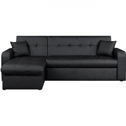 Canapé d'angle réversible convertible 3 places - Simili noir - Contemporain - L 235 x P 85 - 153 cm - ROMAN AUCUNE - noir 3666373869056_0