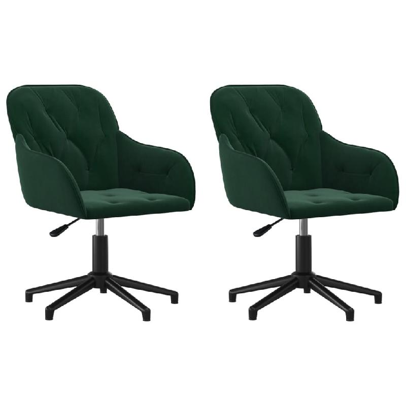Chaises pivotantes à manger lot de 2 Vert foncé Velours Modèle Vega Master Prime - 3103379_0
