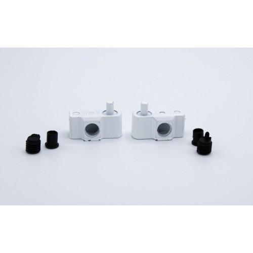 CHARNIÈRES À PIVOT 180° POUR PORTE RENTRANTE EN VERRE - PAR 2 - BLANC LAQUÉ INTERGES