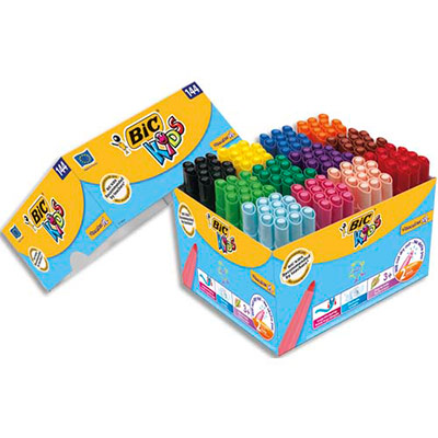 CLASSPACK BIC 124+20 FEUTRES VISACOLOR XL, POINTE OGIVE EXTRA LARGE, ENCRE LAVABLE. NE SECHE PAS 2 MOIS.