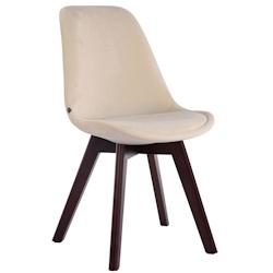 Décoshop26 - Chaise de salle à manger x1  design scandinave en velours crème et piètement à 4 pieds en bois marron 10_0003284 - marron 3000251498073_0