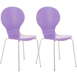 Décoshop26 - Lot de 2 chaises de cuisine salle à manger empilables dossier arrondi en bois violet et métal chromé 10_0003090 - 3000251389159_0