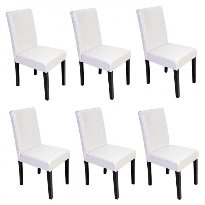 Décoshop26 - Lot de 6 chaises de salle à manger synthétique blanc pieds foncés CDS04248 - blanc 3000076317733_0