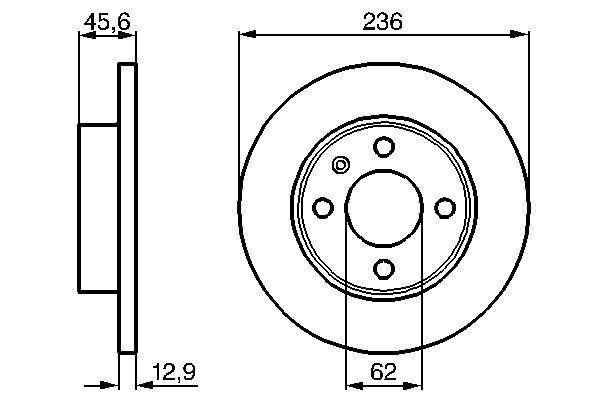 Disque de frein Bosch 0986478859 - boîte de 2 disques - avant - plein - 4 trous - épaisseur 13 mm_0