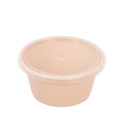 ECOLOMIQUE - 100 Pcs - Bol Reemp beige PP avec couvercle - 120 ml, Ø77 mm, Hauteur: 40 mm - ECO294REPOT4 - beige plastique ECO294REPOT4_0